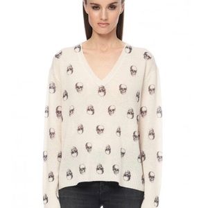 Skull Cashmere V-Neck Sweater